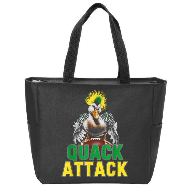 Vintage Funny Quack Attack White Green And Yellow Duck Zip Tote Bag