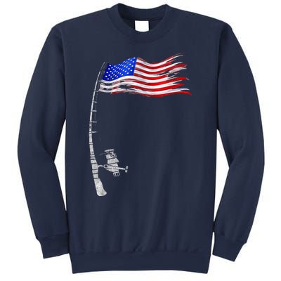 Vintage Fishing Rod American Flag Funny Fishing Gift Sweatshirt