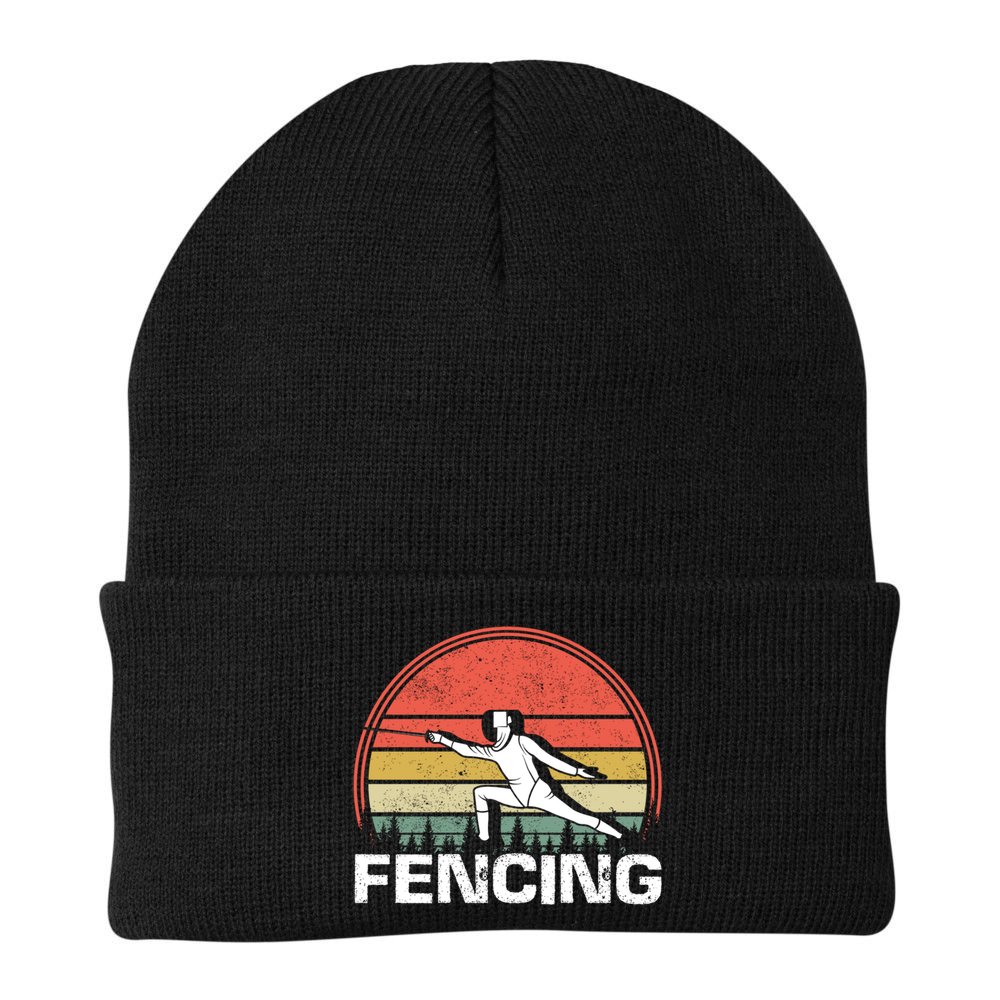 Vintage Fencer Retro Fencing Sports Duel Fight Saber Rapier Gift Beanie