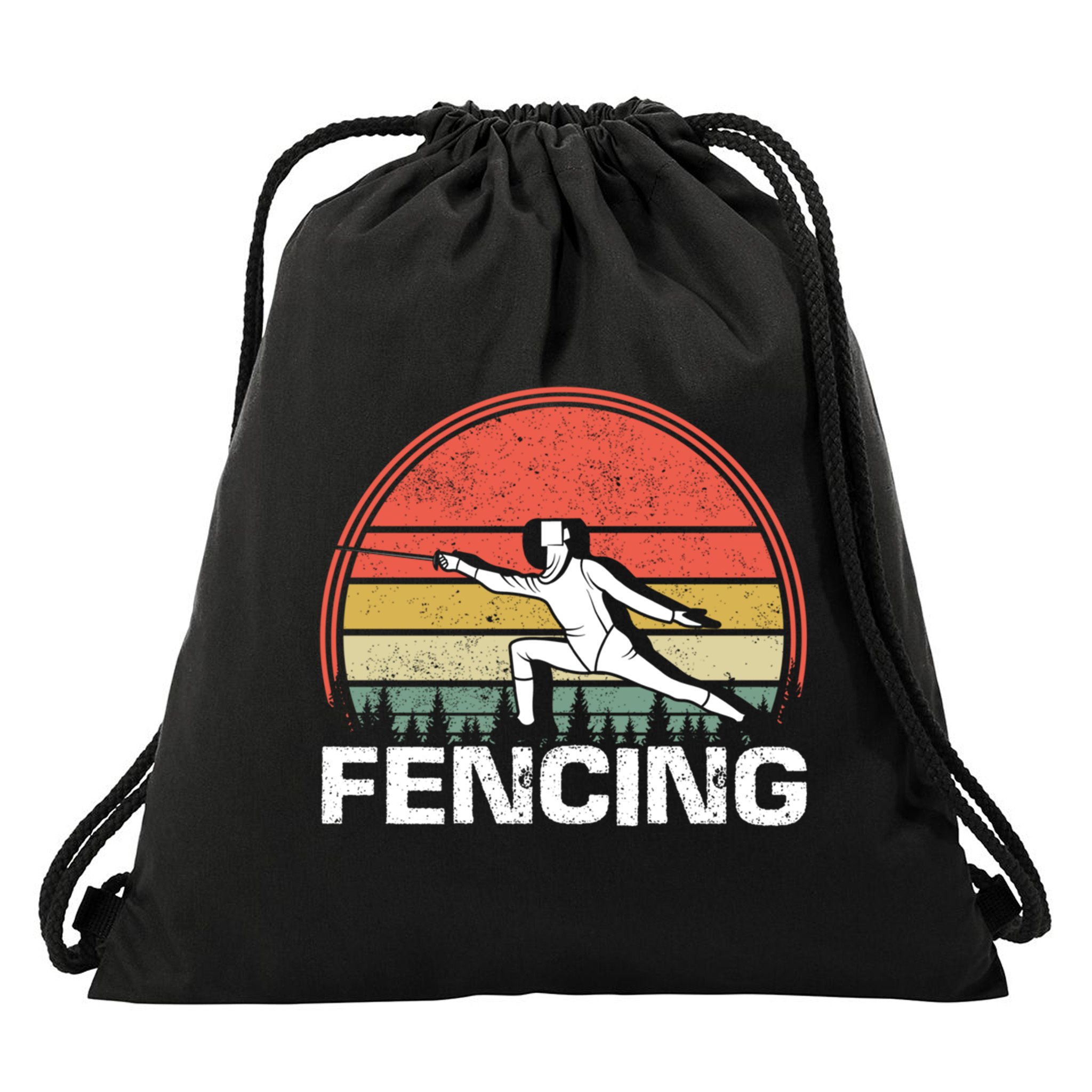 Vintage Fencer Retro Fencing Sports Duel Fight Saber Rapier Gift Drawstring Bag