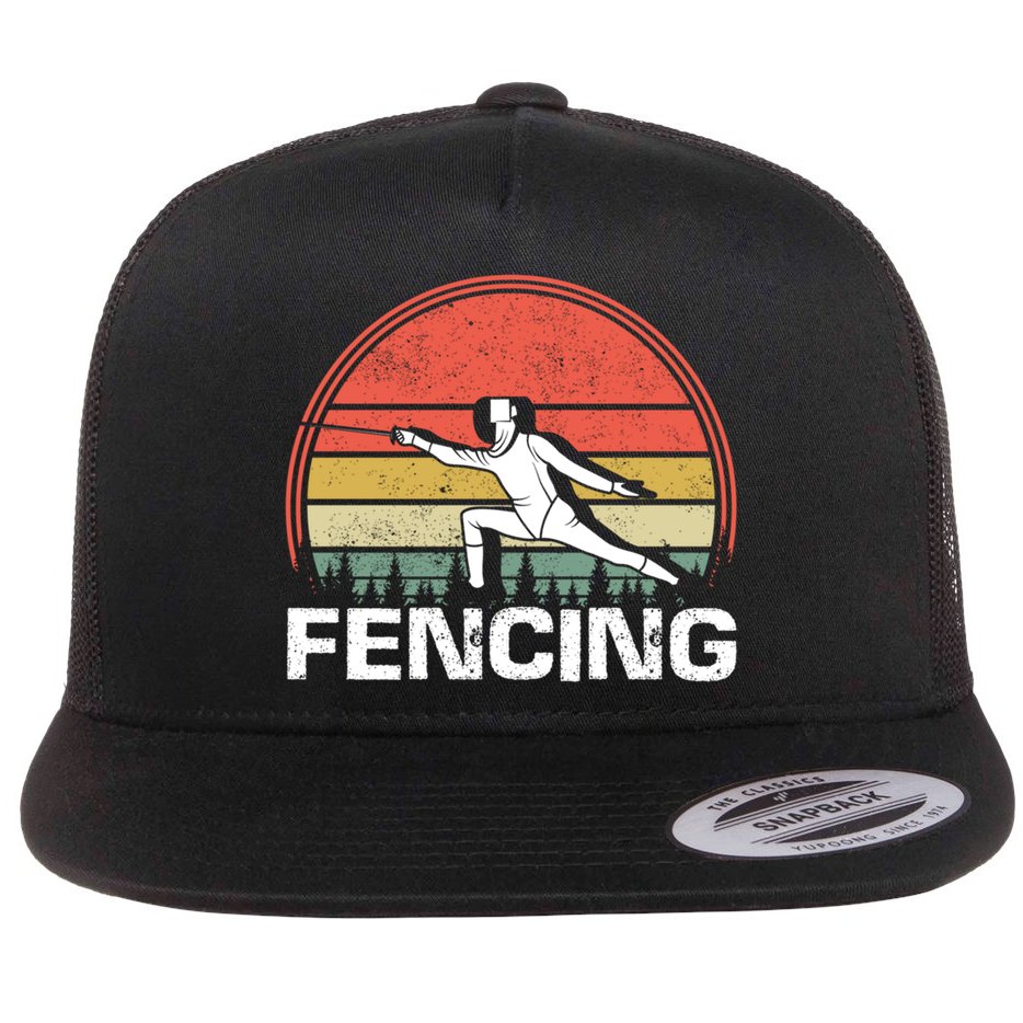 Vintage Fencer Retro Fencing Sports Duel Fight Saber Rapier Gift Flat Bill Trucker Hat