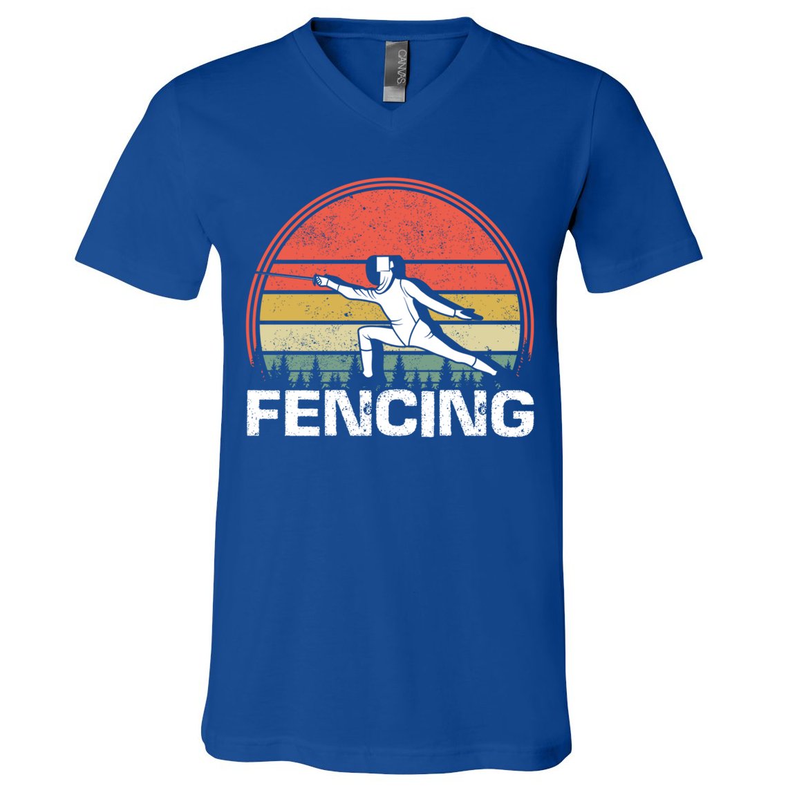 Vintage Fencer Retro Fencing Sports Duel Fight Saber Rapier Gift V-Neck T-Shirt