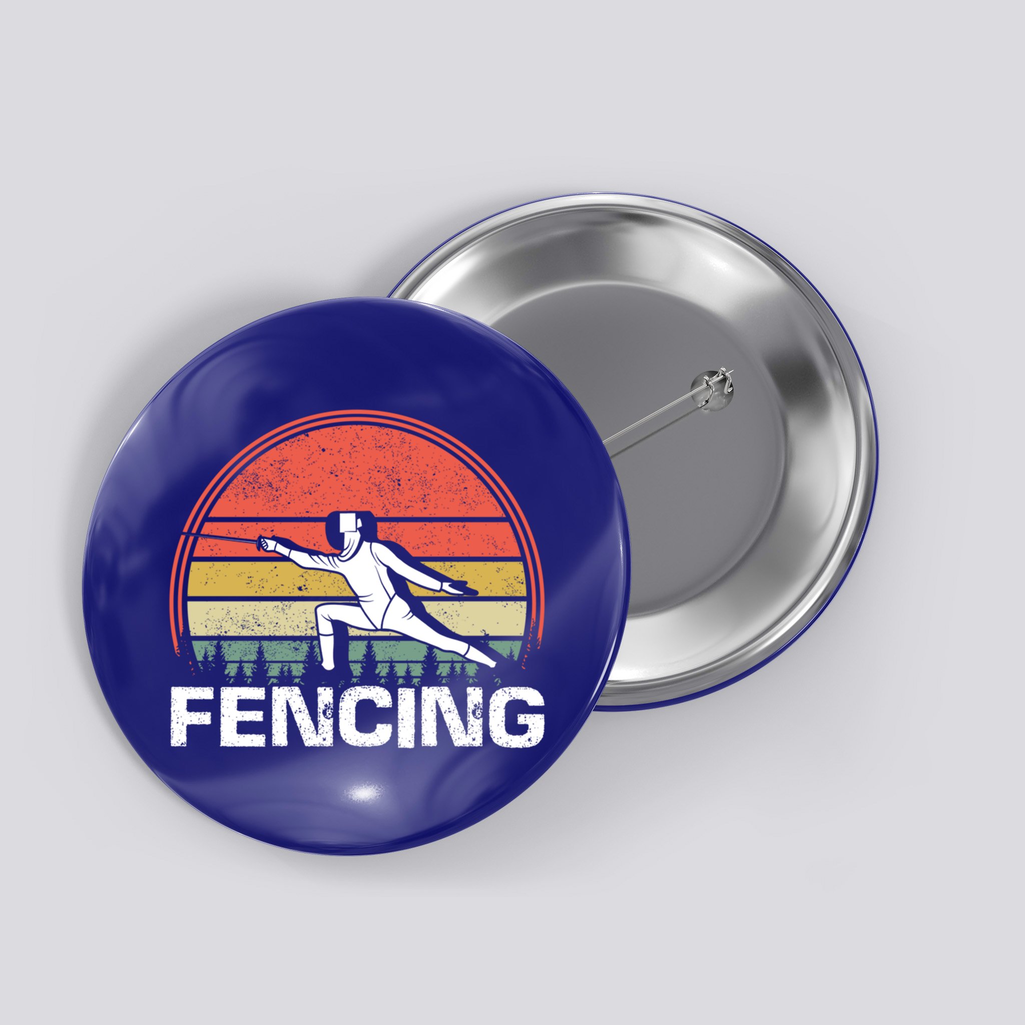 Vintage Fencer Retro Fencing Sports Duel Fight Saber Rapier Gift Button