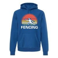 Vintage Fencer Retro Fencing Sports Duel Fight Saber Rapier Gift Premium Hoodie