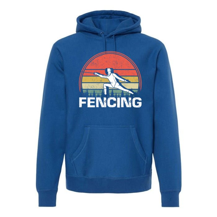 Vintage Fencer Retro Fencing Sports Duel Fight Saber Rapier Gift Premium Hoodie