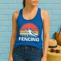 Vintage Fencer Retro Fencing Sports Duel Fight Saber Rapier Gift Womens Tank Top