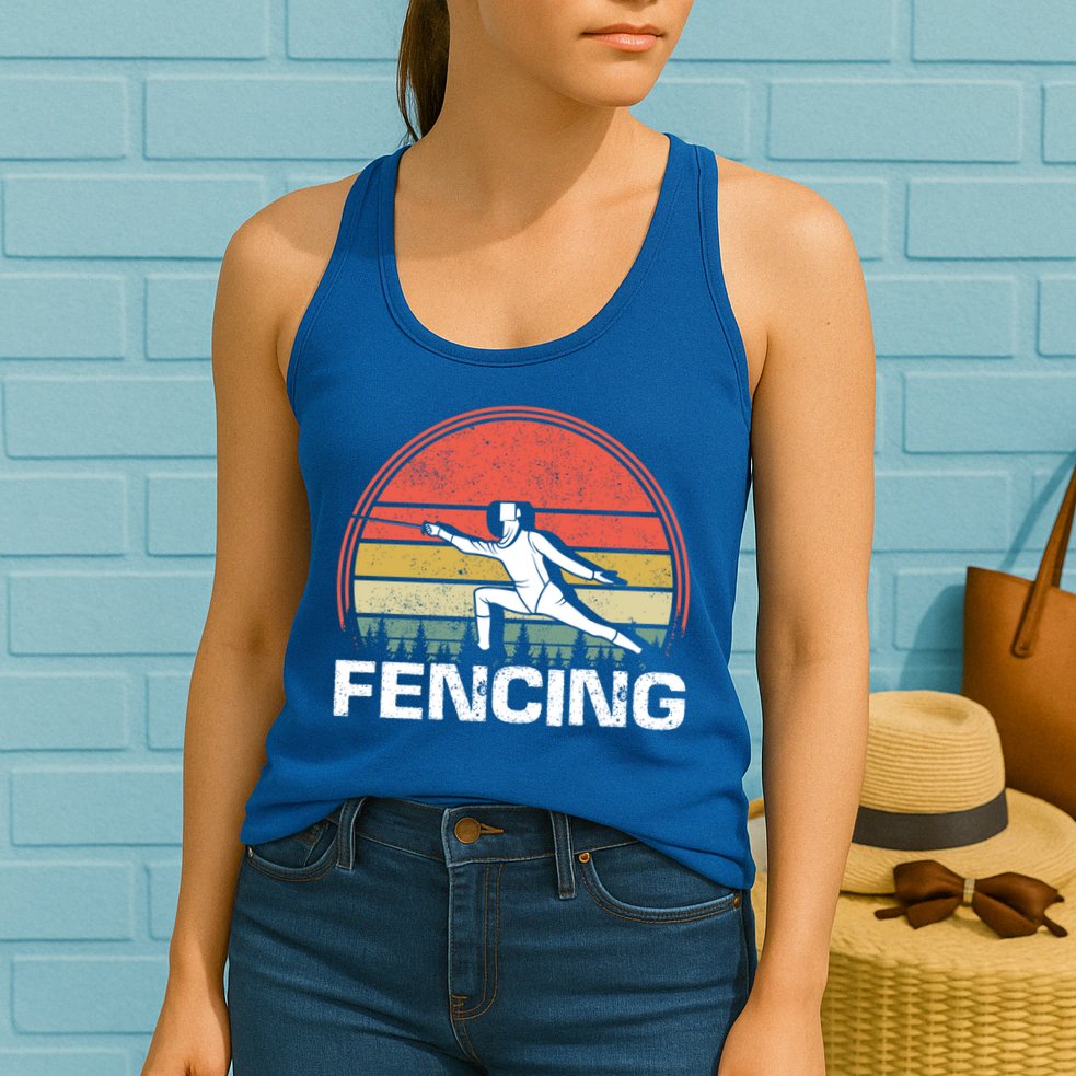 Vintage Fencer Retro Fencing Sports Duel Fight Saber Rapier Gift Womens Tank Top