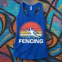 Vintage Fencer Retro Fencing Sports Duel Fight Saber Rapier Gift Womens Tank Top