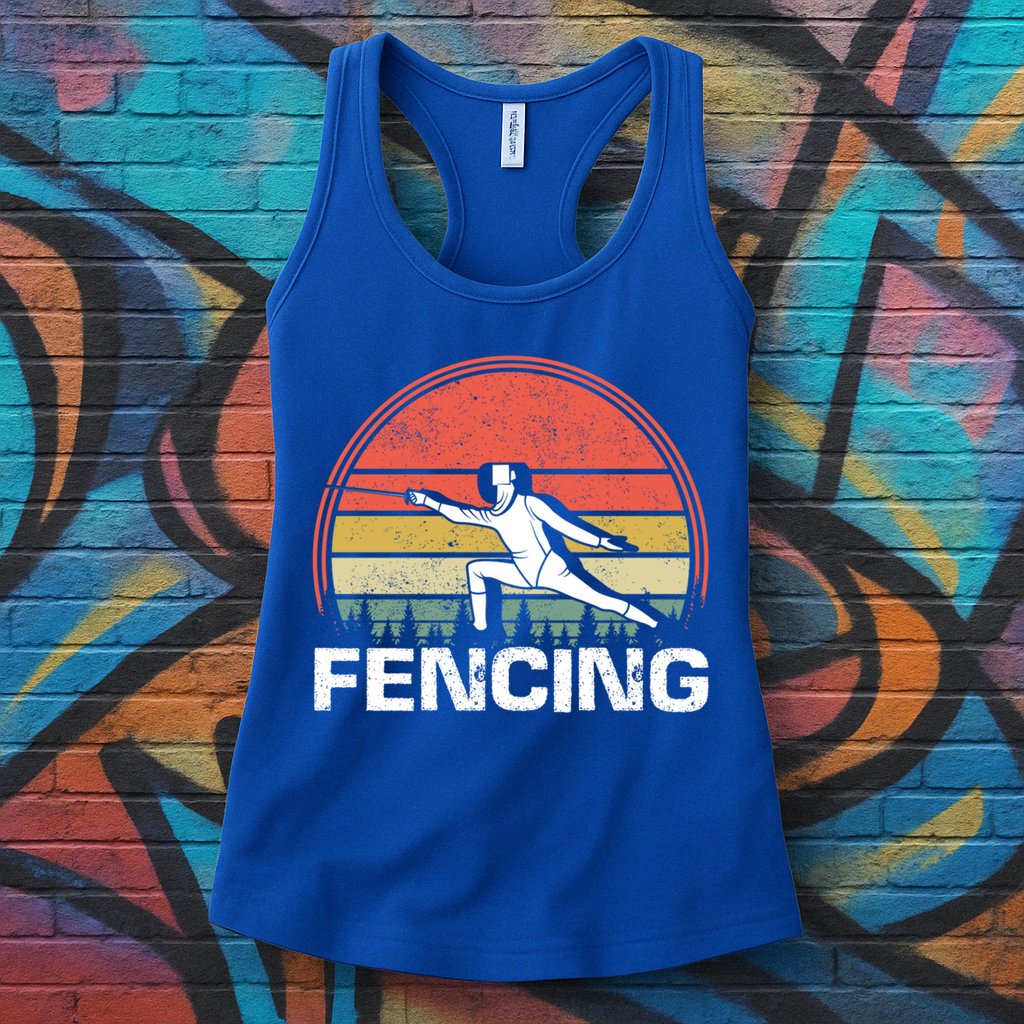 Vintage Fencer Retro Fencing Sports Duel Fight Saber Rapier Gift Womens Tank Top