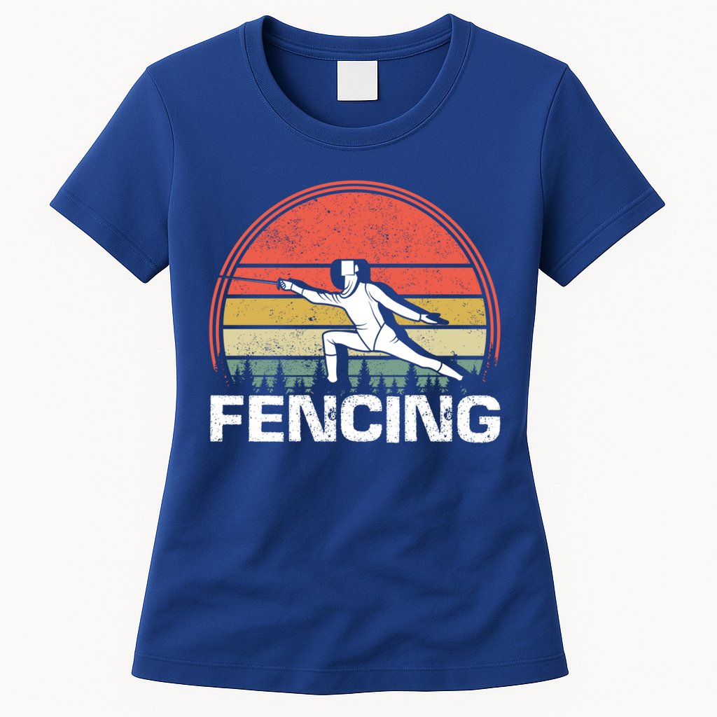 Vintage Fencer Retro Fencing Sports Duel Fight Saber Rapier Gift Womens T-Shirt
