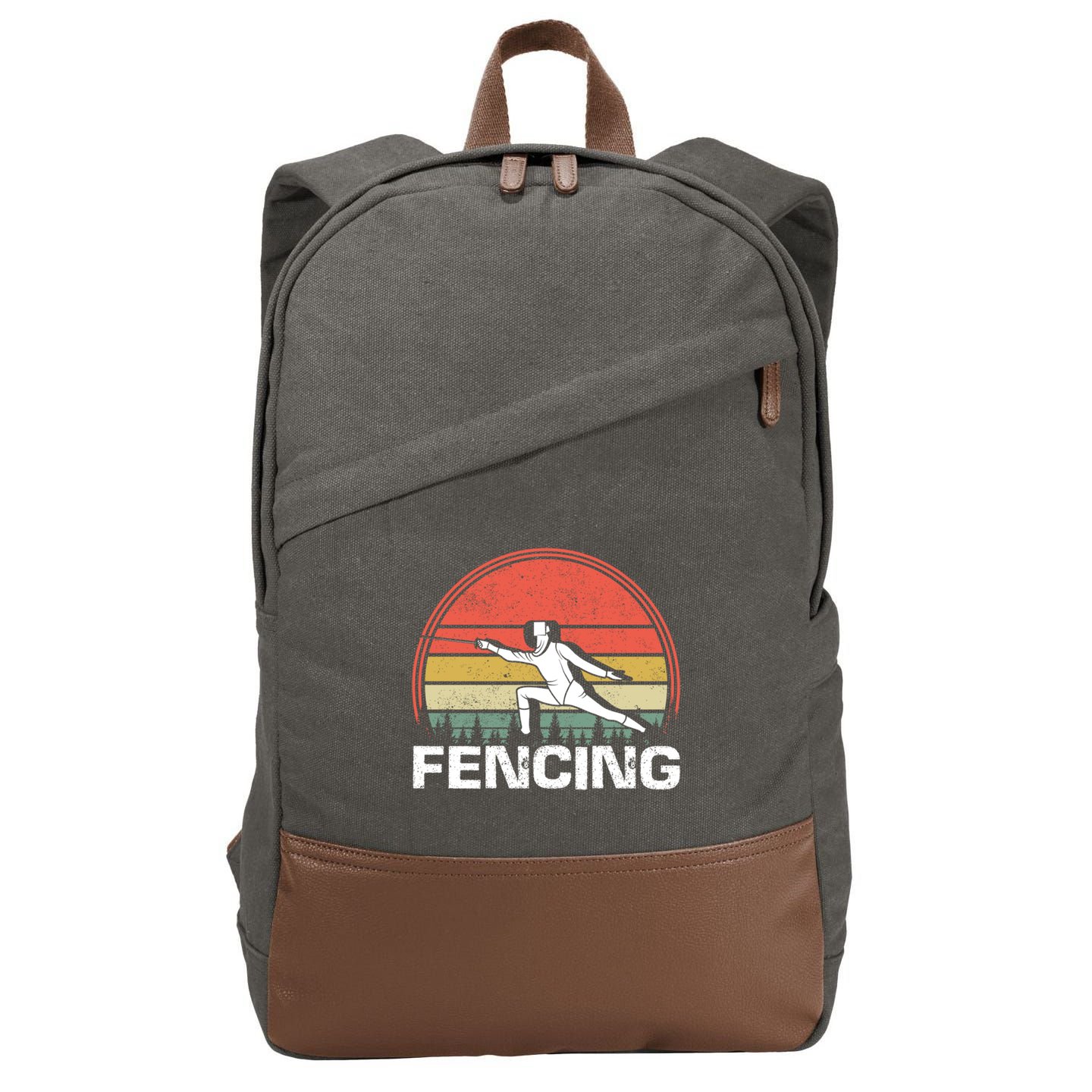 Vintage Fencer Retro Fencing Sports Duel Fight Saber Rapier Gift Cotton Canvas Backpack