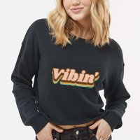 Vibin Fun Retro Cropped Pullover Crew