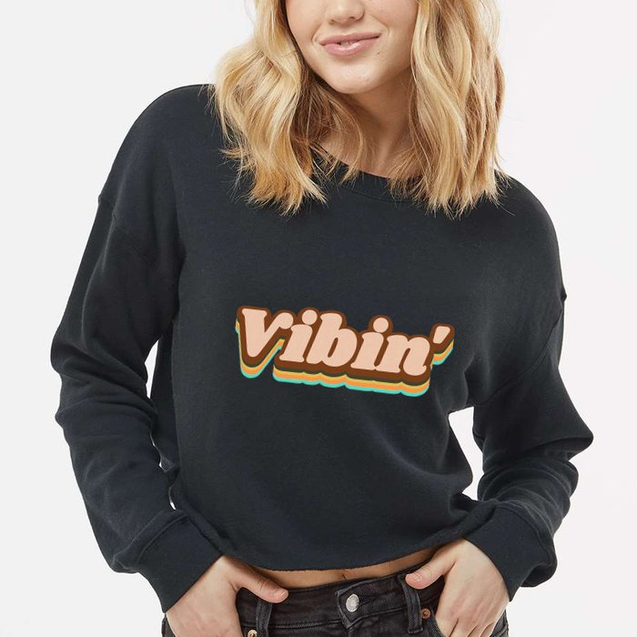Vibin Fun Retro Cropped Pullover Crew