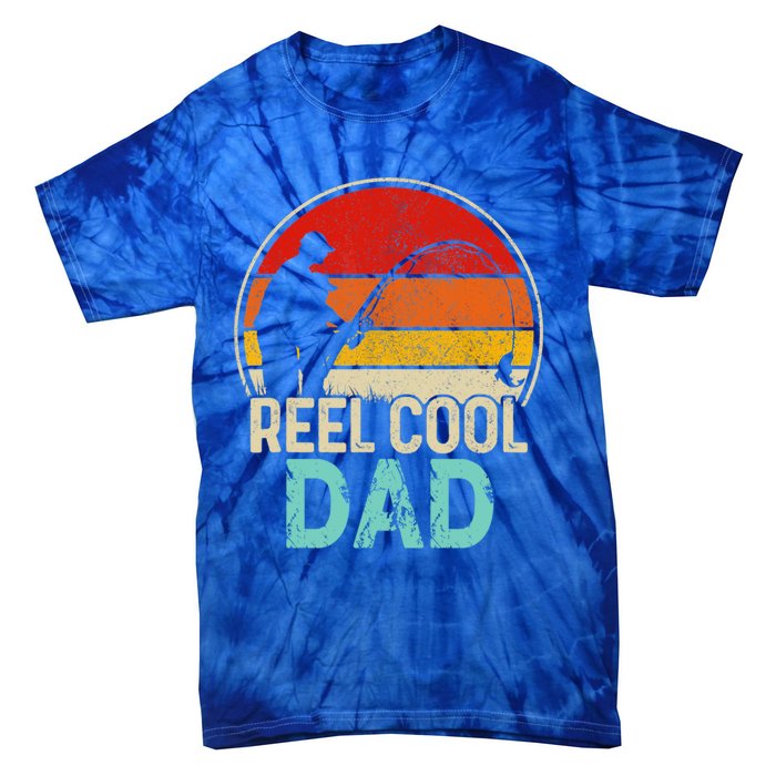 Vintage Fishing Reel Cool Dad Funny Fathers Day Dad Funny Gift Tie-Dye T-Shirt