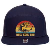 Vintage Fishing Reel Cool Dad Funny Fathers Day 7 Panel Mesh Trucker Snapback Hat