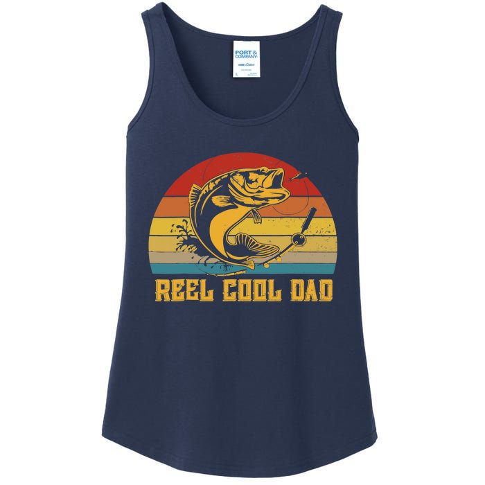 Vintage Fishing Reel Cool Dad Funny Fathers Day Ladies Essential Tank