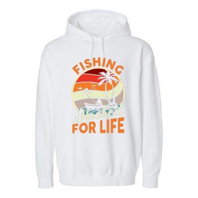 Vintage Fishing Retro Graphic Garment-Dyed Fleece Hoodie