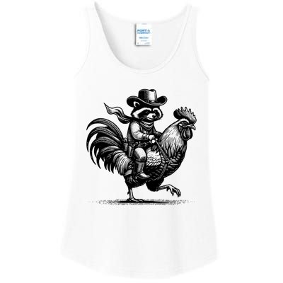 Vintage Funny Raccoon With Cowboy Hat Ladies Essential Tank