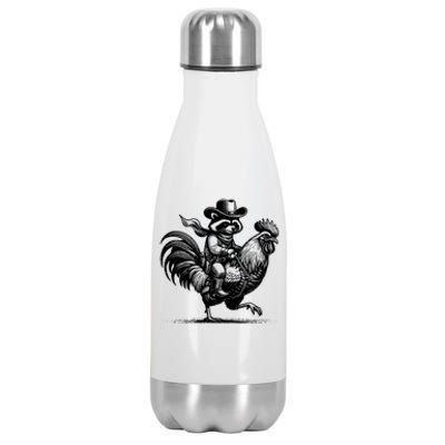 Vintage Funny Raccoon With Cowboy Hat Stainless Steel Insulated Water Bottle