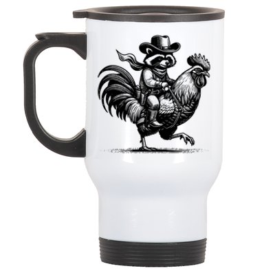 Vintage Funny Raccoon With Cowboy Hat Stainless Steel Travel Mug