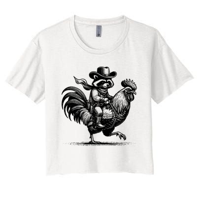 Vintage Funny Raccoon With Cowboy Hat Women's Crop Top Tee