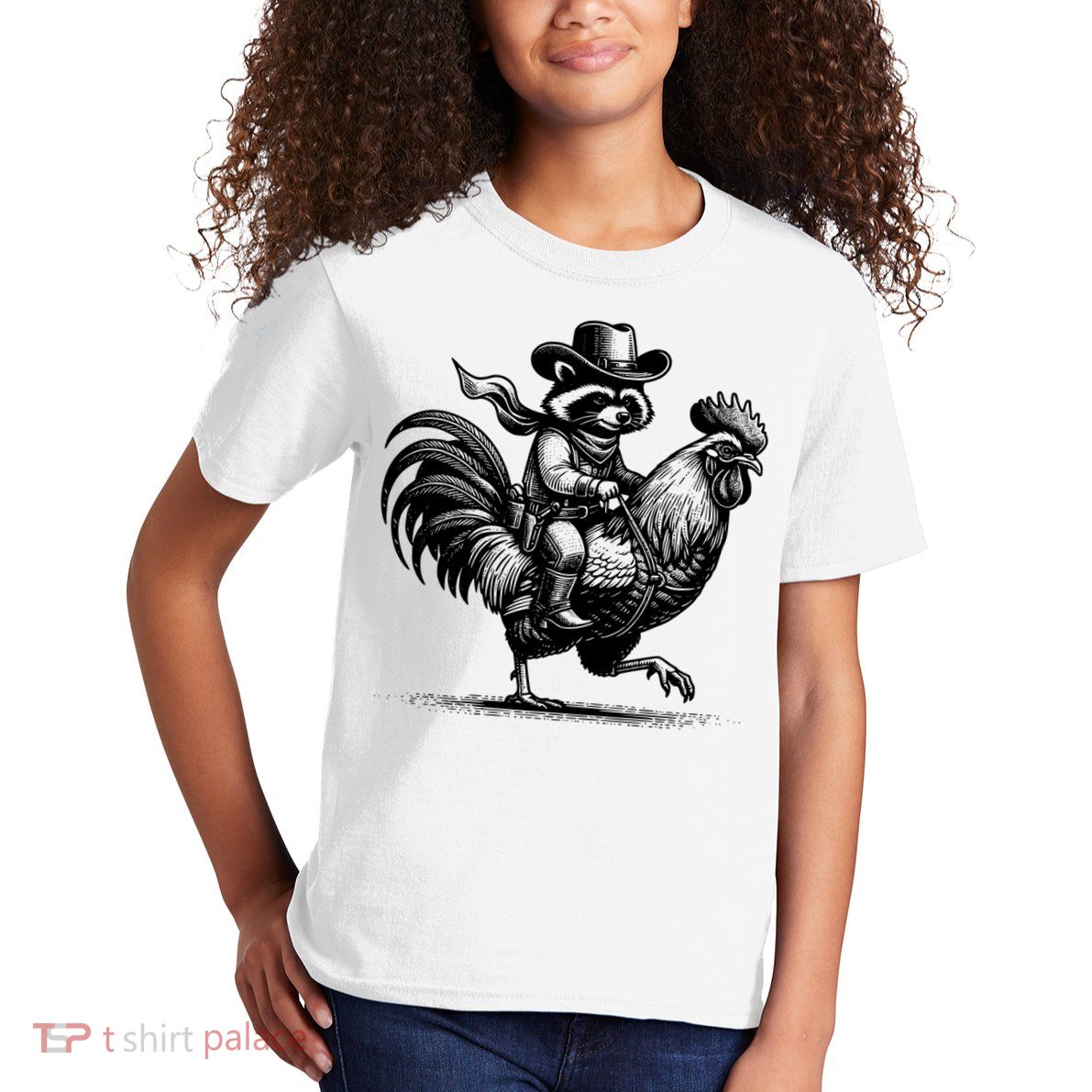 Vintage Funny Raccoon With Cowboy Hat Kids T-Shirt