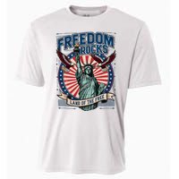 Vintage Freedom Rocks Land Of The Free 4th Of July Cooling Performance Crew T-Shirt