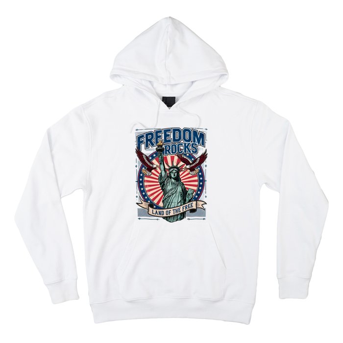 Vintage Freedom Rocks Land Of The Free 4th Of July Hoodie