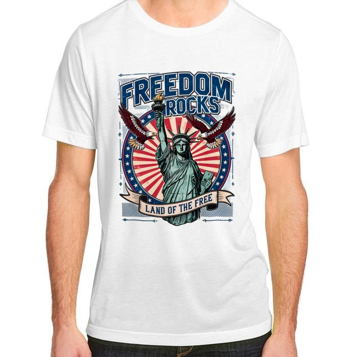 Vintage Freedom Rocks Land Of The Free 4th Of July Adult ChromaSoft Performance T-Shirt