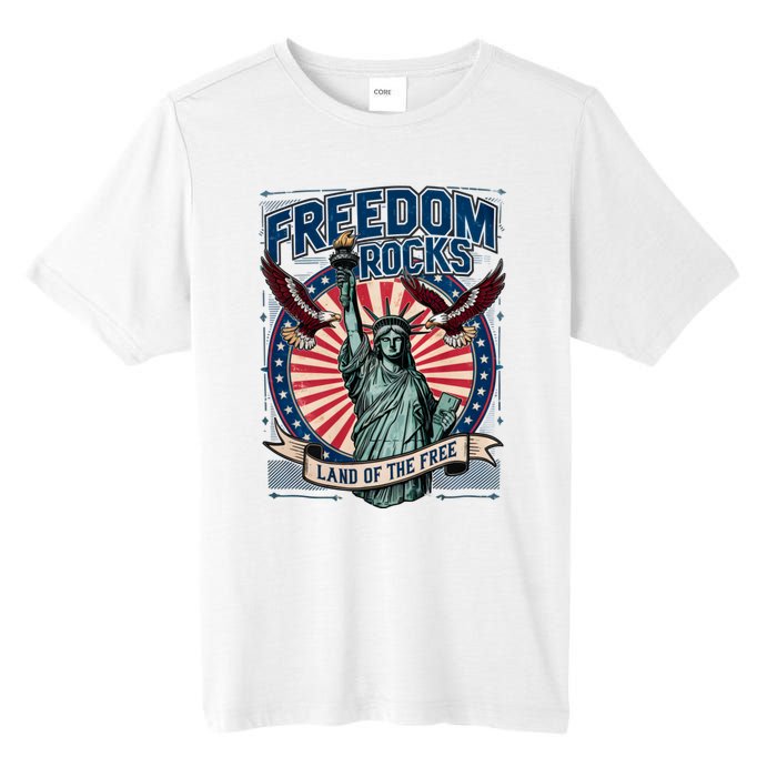 Vintage Freedom Rocks Land Of The Free 4th Of July Tall Fusion ChromaSoft Performance T-Shirt