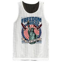 Vintage Freedom Rocks Land Of The Free 4th Of July Mesh Reversible Basketball Jersey Tank