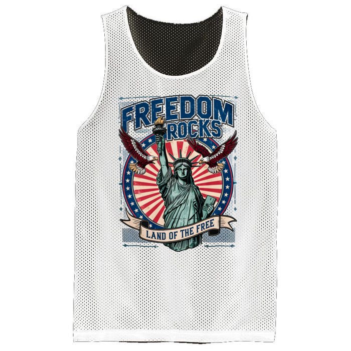 Vintage Freedom Rocks Land Of The Free 4th Of July Mesh Reversible Basketball Jersey Tank