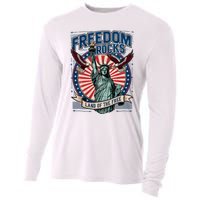 Vintage Freedom Rocks Land Of The Free 4th Of July Cooling Performance Long Sleeve Crew