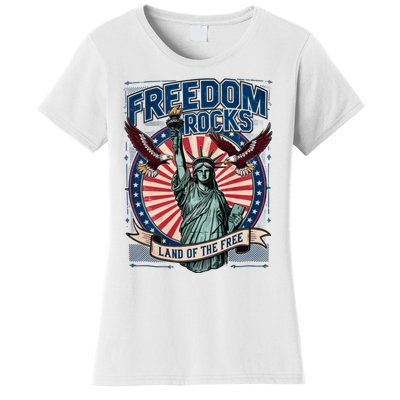 Vintage Freedom Rocks Land Of The Free 4th Of July Women's T-Shirt