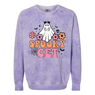 Vintage Floral spooky CET Certified Ekg Tech Halloween boo Colorblast Crewneck Sweatshirt