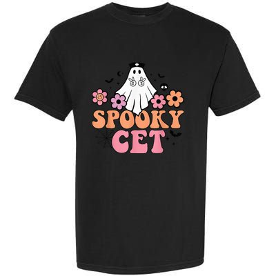 Vintage Floral spooky CET Certified Ekg Tech Halloween boo Garment-Dyed Heavyweight T-Shirt