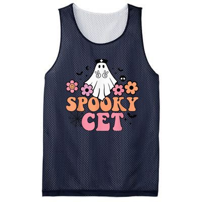 Vintage Floral spooky CET Certified Ekg Tech Halloween boo Mesh Reversible Basketball Jersey Tank