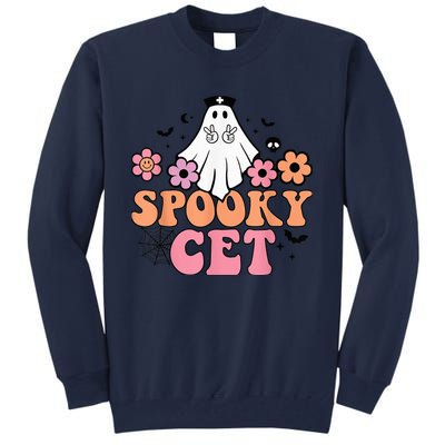 Vintage Floral spooky CET Certified Ekg Tech Halloween boo Tall Sweatshirt