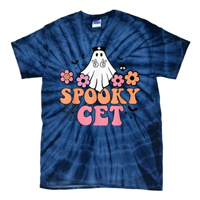 Vintage Floral spooky CET Certified Ekg Tech Halloween boo Tie-Dye T-Shirt