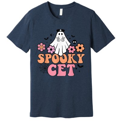 Vintage Floral spooky CET Certified Ekg Tech Halloween boo Premium T-Shirt