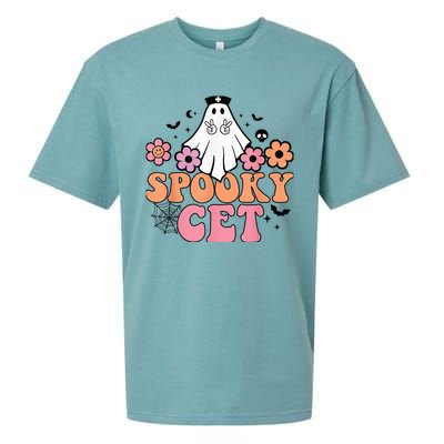 Vintage Floral spooky CET Certified Ekg Tech Halloween boo Sueded Cloud Jersey T-Shirt