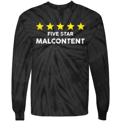 Vintage Five Star Malcontent Rating Word Design Tie-Dye Long Sleeve Shirt