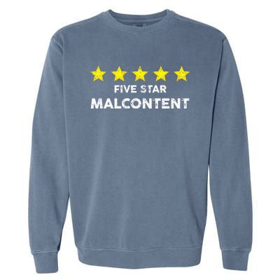 Vintage Five Star Malcontent Rating Word Design Garment-Dyed Sweatshirt