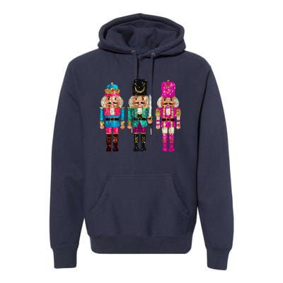 Vintage Funny Sequin Cheerful Nutcrackers Christmas Premium Hoodie