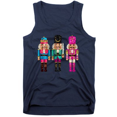 Vintage Funny Sequin Cheerful Nutcrackers Christmas Tank Top