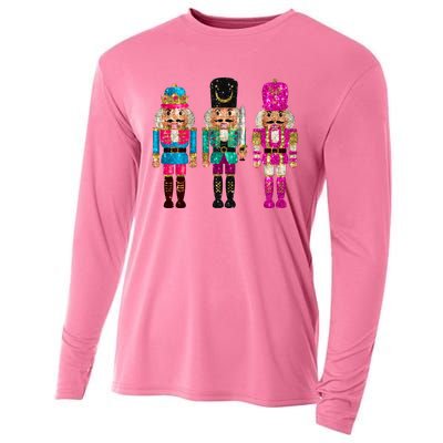 Vintage Funny Sequin Cheerful Nutcrackers Christmas Cooling Performance Long Sleeve Crew