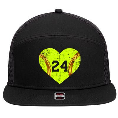 Vintage Fastpitch Softball 24 Jersey Number Gift 7 Panel Mesh Trucker Snapback Hat