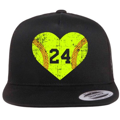Vintage Fastpitch Softball 24 Jersey Number Gift Flatbill Hat