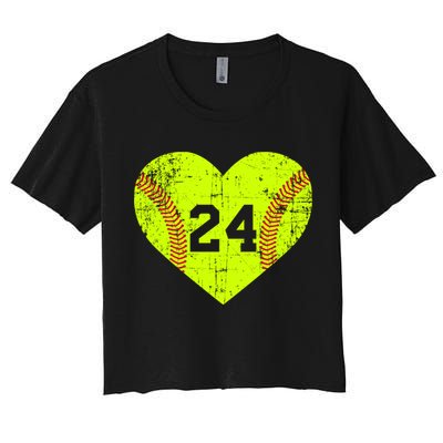 Vintage Fastpitch Softball 24 Jersey Number Gift Crop Top