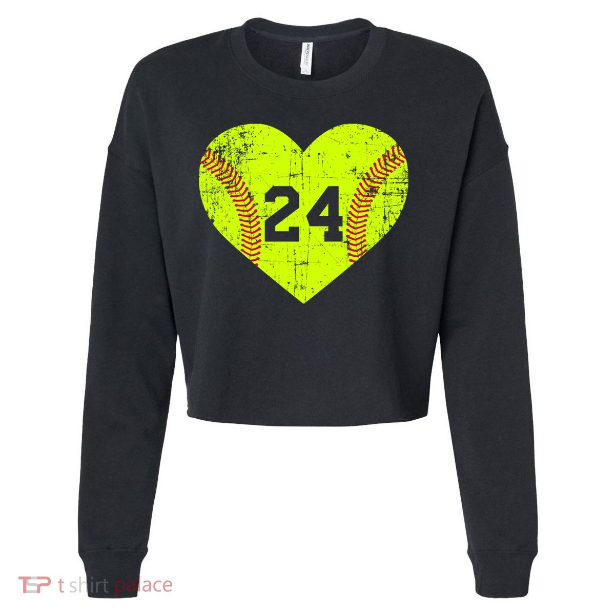 Vintage Fastpitch Softball 24 Jersey Number Gift Cropped Pullover Crew